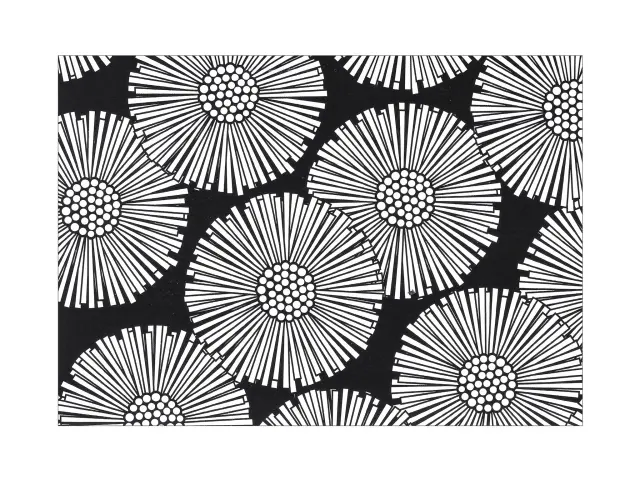 Postcard Black And White Floral Ratia - Leskenlehti