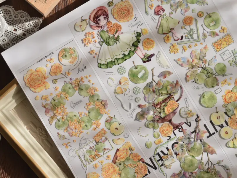 Pre-Order Xiaobaijia Clear PET Tape - Fresh Green Apples