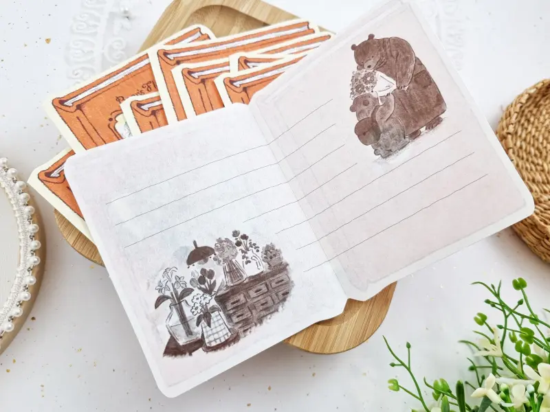 Furukawa Mini Letter Paper Set Picture Book - Bear Flower Shop