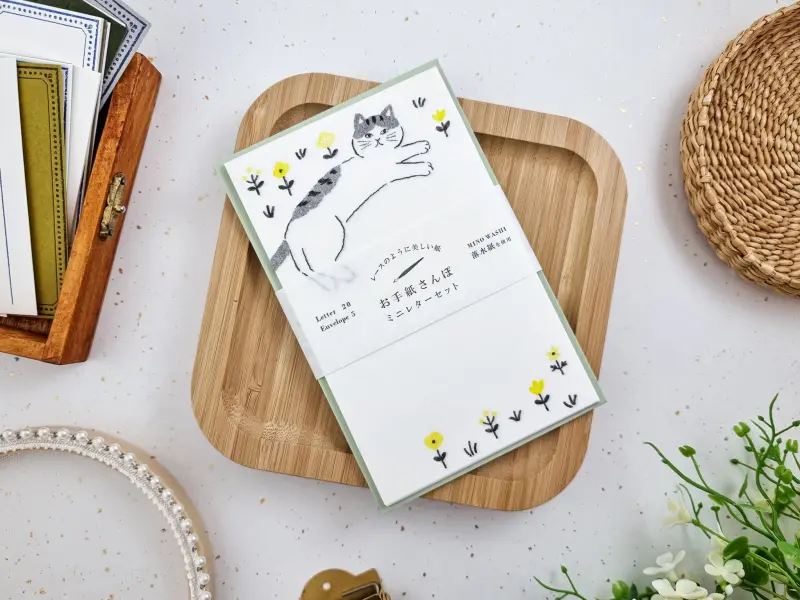 Furukawa Paper Mini Letter Set - Cat And Yellow Flowers