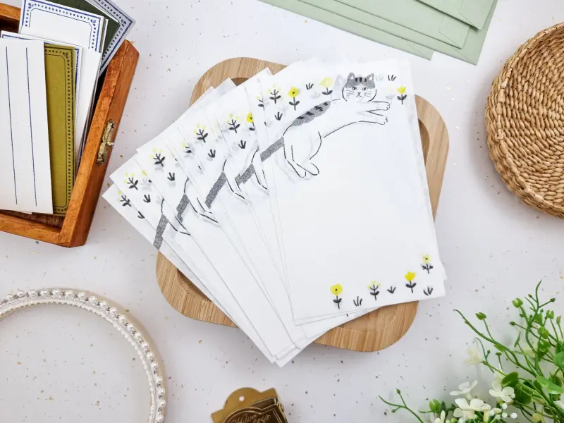 Furukawa Paper Mini Letter Set - Cat And Yellow Flowers
