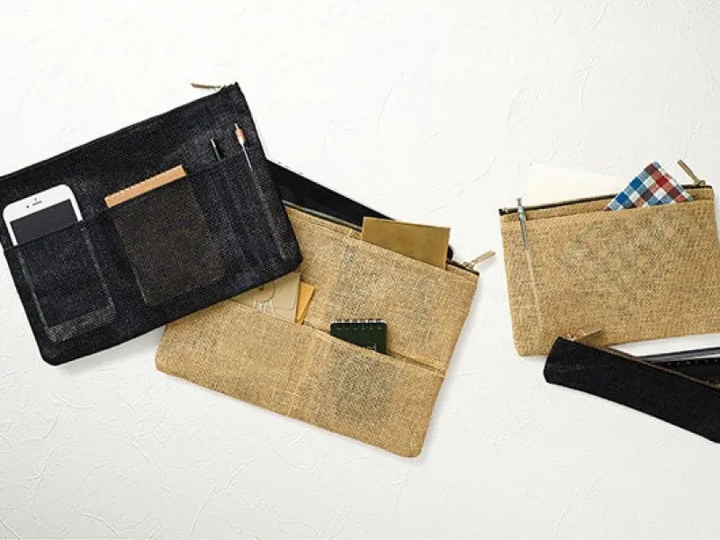 Midori Pulp Paper Cord Pen Pouch - Black