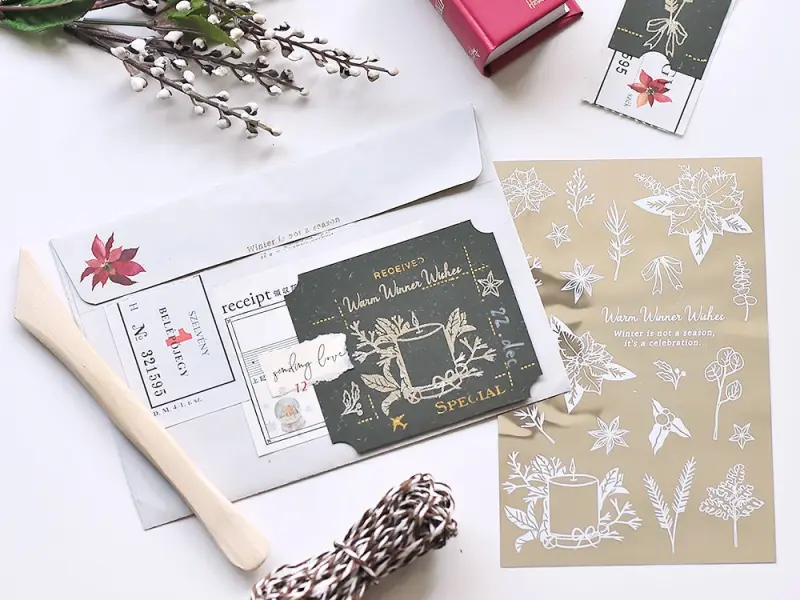 MU | Gold Foil Rub-On Transfer Stickers Winter Limited Edition - Candlelight