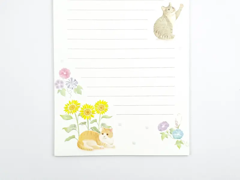 Letter Set With Envelopes Embossed - Cat In The Garden
