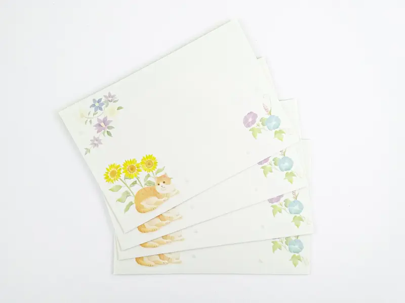 Letter Set With Envelopes Embossed - Cat In The Garden