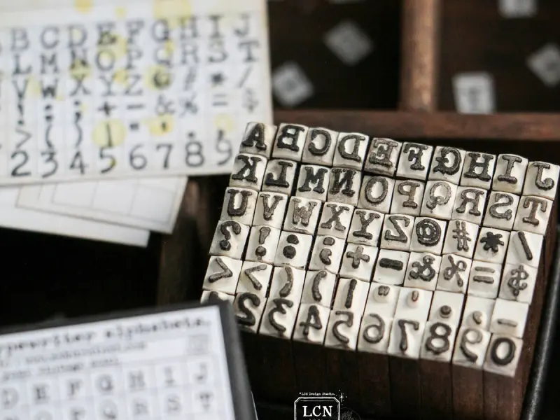 LCN DIY Mini Rubber Stamp Set - Antique Typewriter Alphabets
