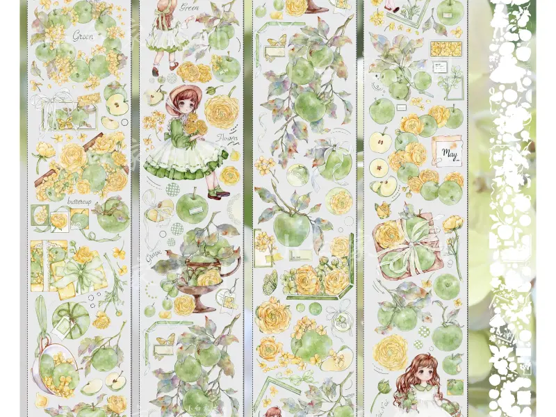 Pre-Order Xiaobaijia Clear PET Tape - Fresh Green Apples