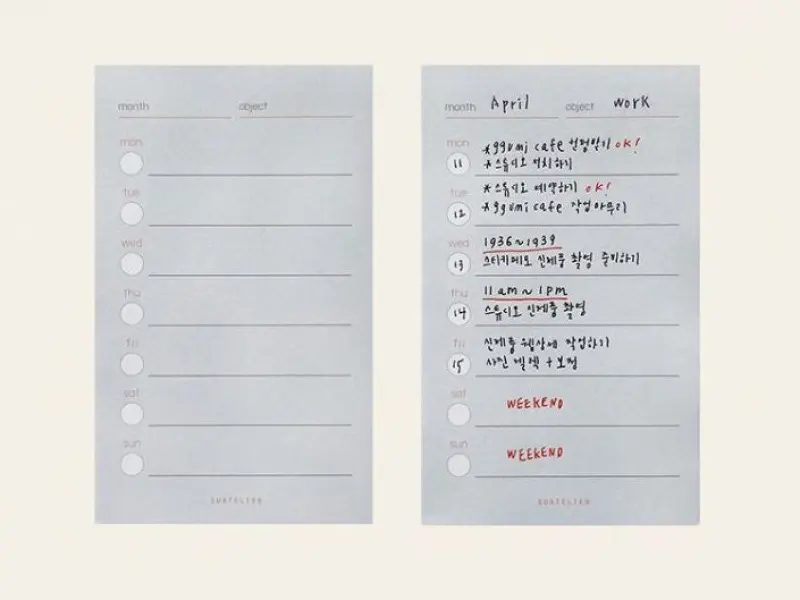Suatelier Sticky Memo Weekly Plan - No.1938