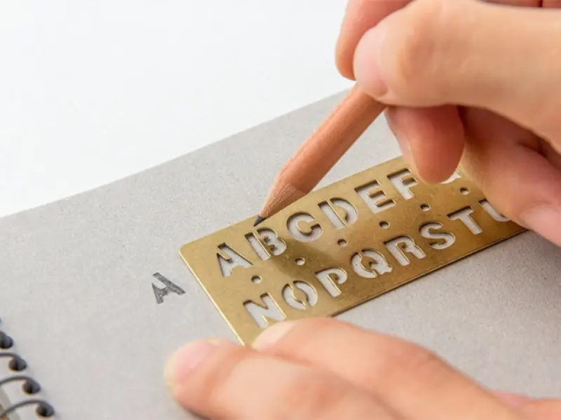 Traveler's Company Brass Bookmark Template Alphabet
