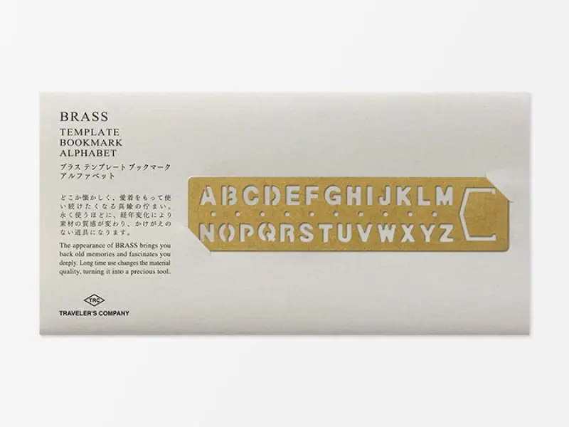 Traveler's Company Brass Bookmark Template Alphabet