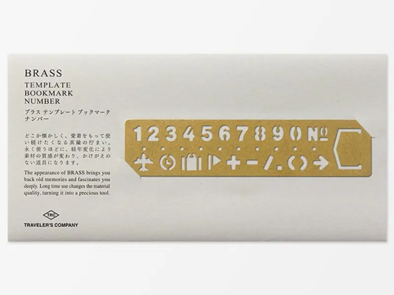 Traveler's Company Brass Bookmark Template Numbers