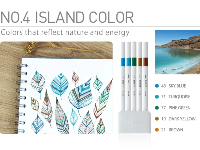 Uniball EMOTT Fineliner Marker Set 04 - Island Color