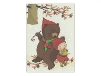 Talvinen Joulupostikortti - Lapsi ja Karhu