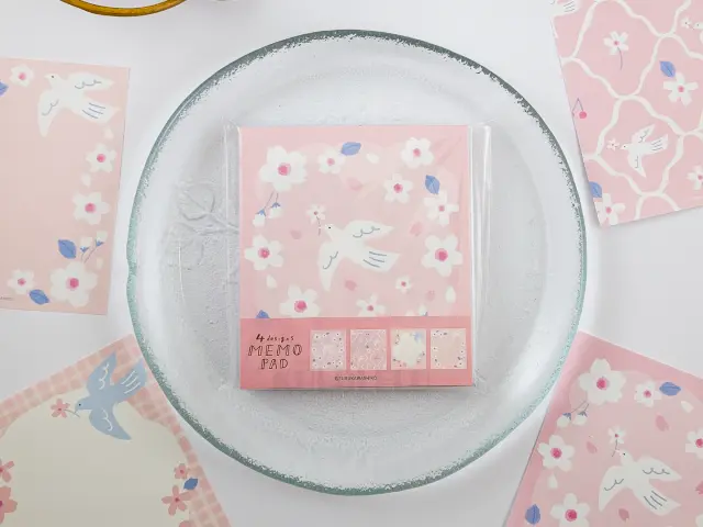Furukawa Memo Pad LM387 - Cherry Blossom And White Bird