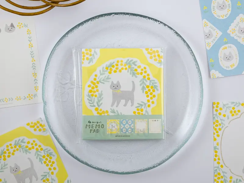 Furukawa Memo Pad LM389 - Mimosa And Cat