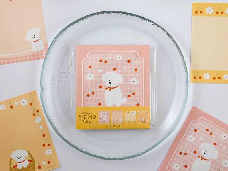 Furukawa Memo Pad LM388 - Cherries and White Dog
