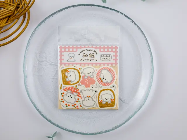 Furukawa Sticker Flakes QSA354 - Cherry Blossoms And White Dog