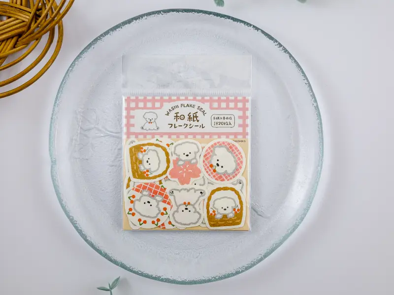 Furukawa Sticker Flakes QSA354 - Cherry Blossoms And White Dog