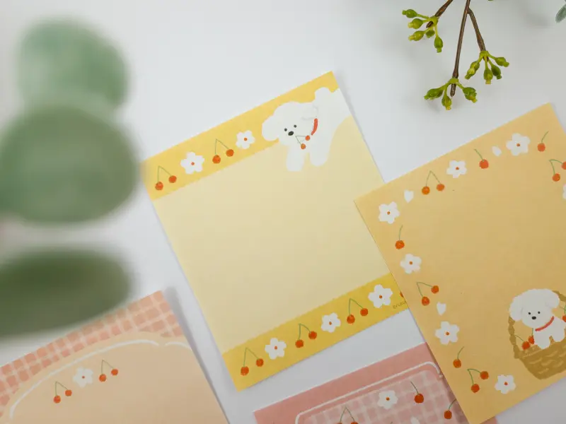 Furukawa Memo Pad LM388 - Cherries and White Dog
