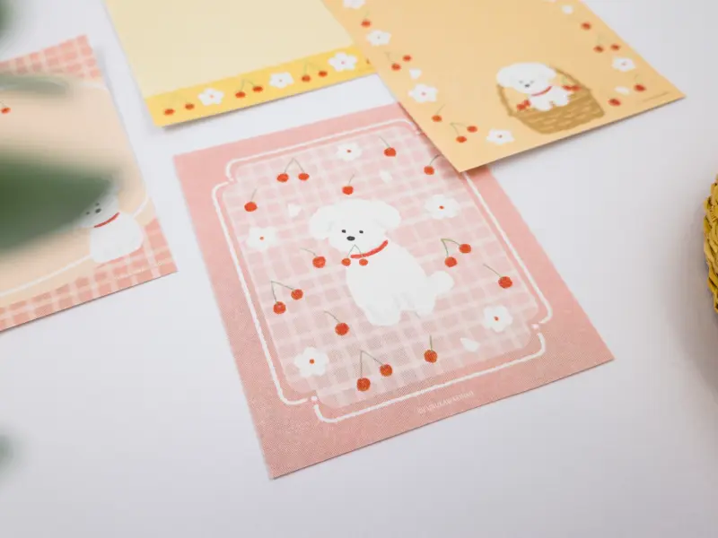 Furukawa Memo Pad LM388 - Cherries and White Dog