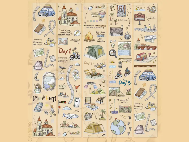 Pre-Order Xiaobaijia Die-Cut Washi Tape - Journey
