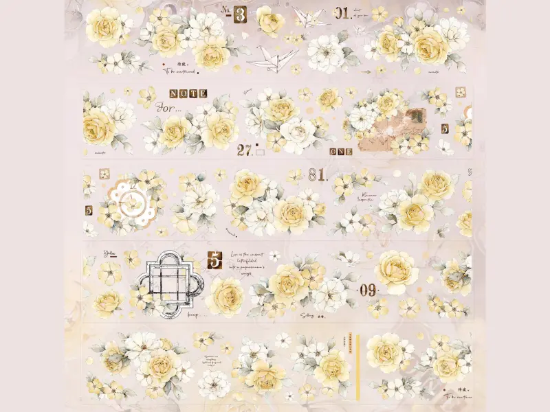 Pre-Order Xiaobaijia Kiss-Cut Washi Tape - Yellow Rose
