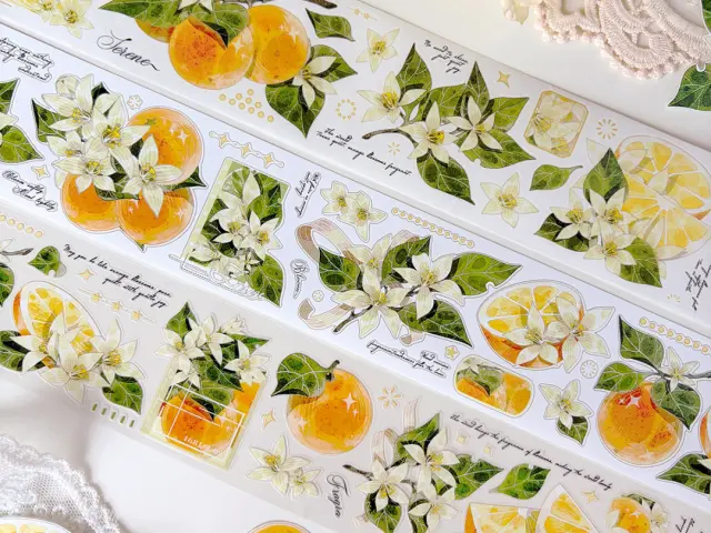 Pre-Order Baicangjia Studio Die-Cut Washi Tape - Tangerine Blossoms