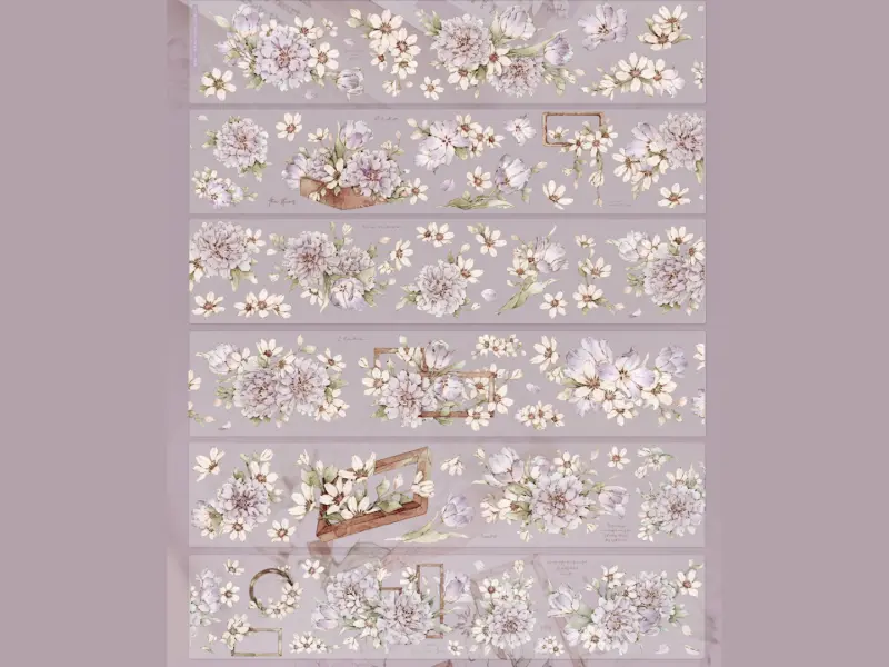 Pre-Order Xiaobaijia Die-Cut Washi Tape - Floral Smoky Purple
