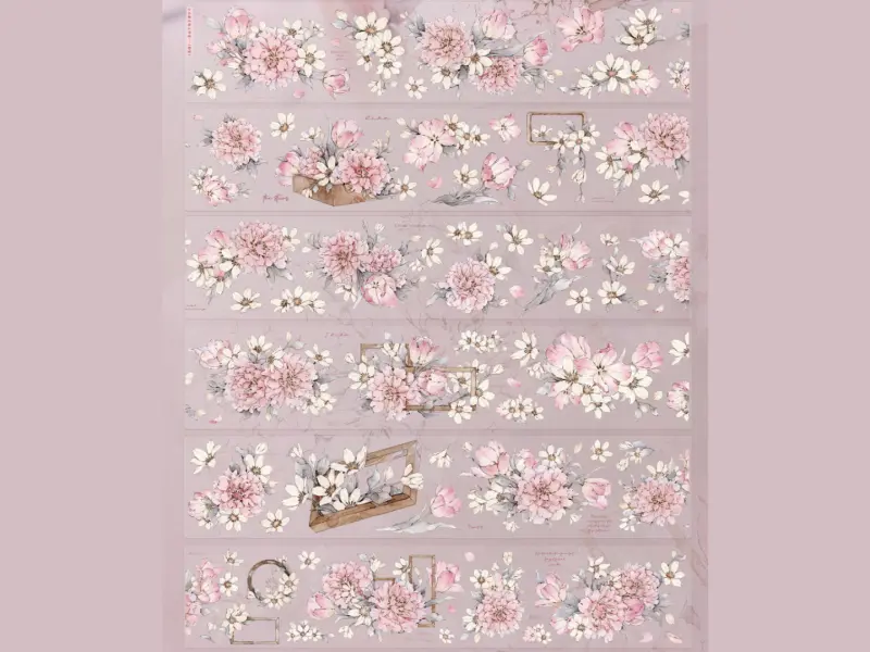 Pre-Order Xiaobaijia Die-Cut Washi Tape - Floral Soft Pink