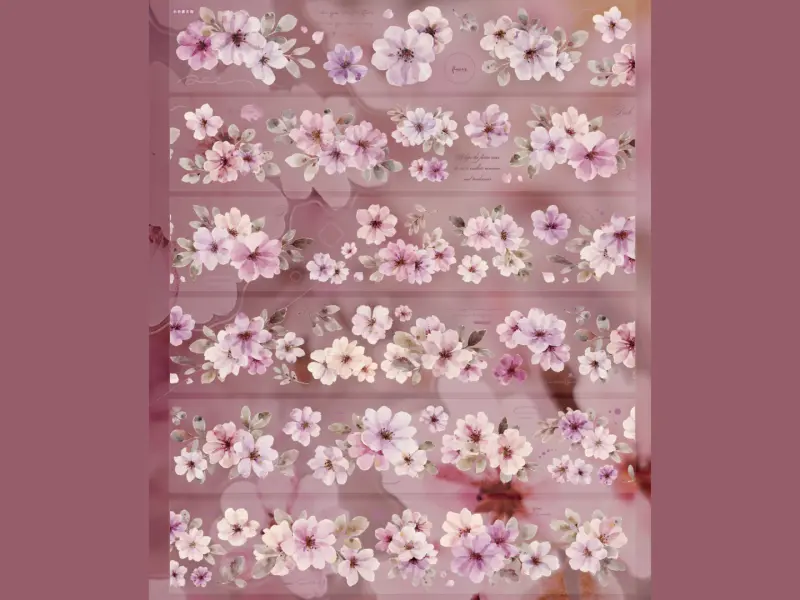 Pre-Order Xiaobaijia Kiss-Cut Washi Tape - Pink Floral Letter