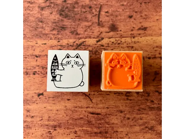 Renkonsha Shironeko Rubber Stamp - Fish