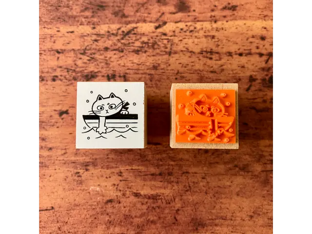 Renkonsha Shironeko Rubber Stamp - Fishing