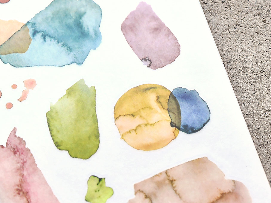 MU Print-On Siirtotarrat 133 - Watercolor Splash Green Hues