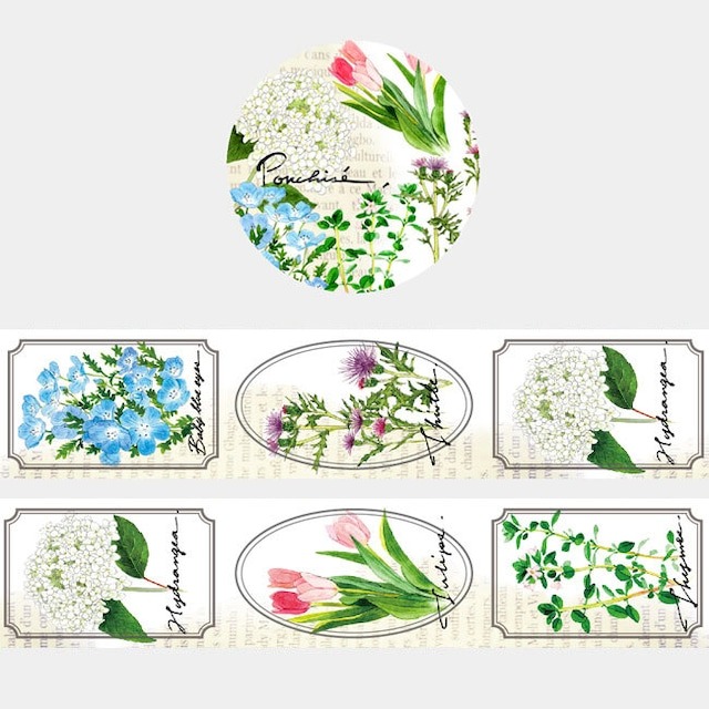 Ponchise Washi Tape - Flower Label