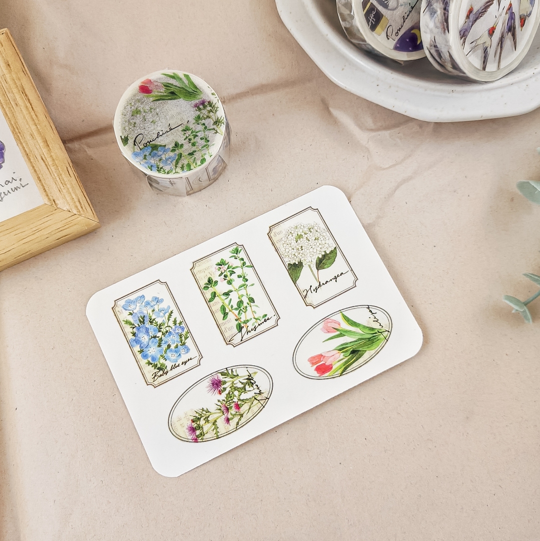 Ponchise Washi Tape - Flower Label