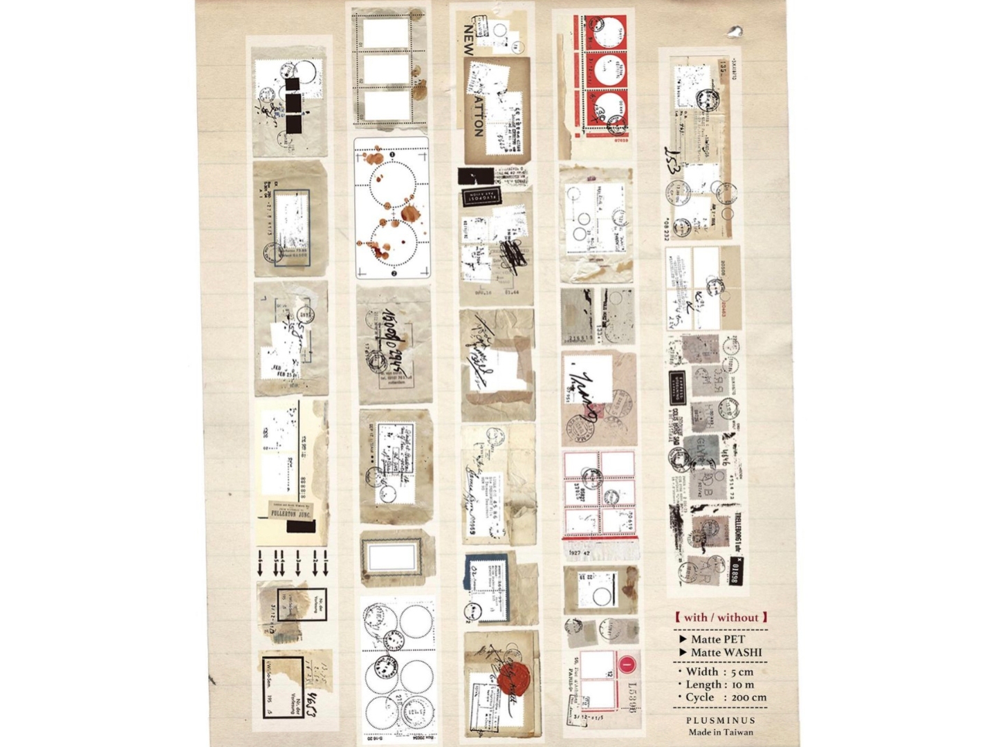 Plus Minus Washi Tape - With Without