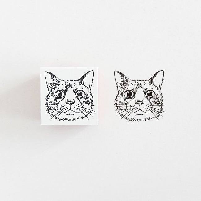 Ponchise Wooden Rubber Stamp - Hachiware Cat