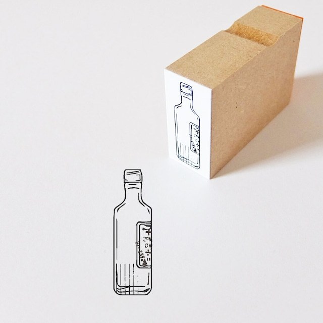Ponchise Wooden Rubber Stamp - Antique Bottle