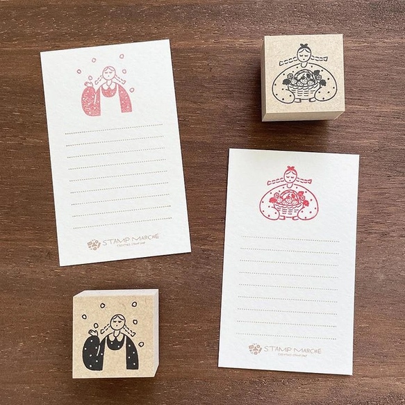 Stamp Marche Girl Rubber Stamp - Strawberries