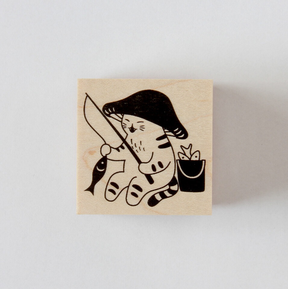4Legs Rubber Stamp Mushroom Cat - Big Catch