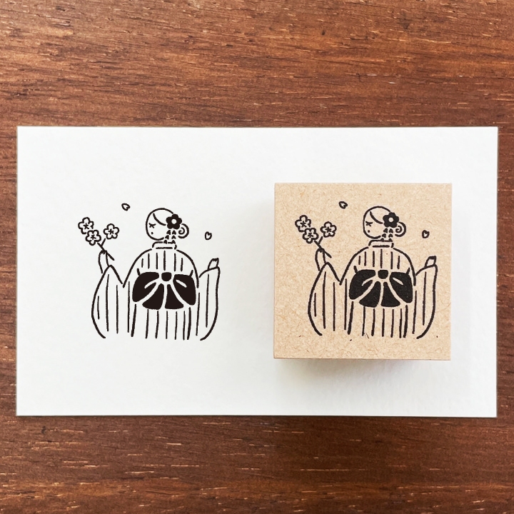 Stamp Marche Girl Rubber Stamp - Cherry Blossoms