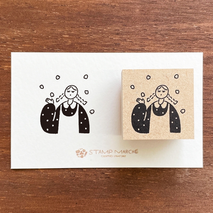Stamp Marche Girl Rubber Stamp - Falling Petals