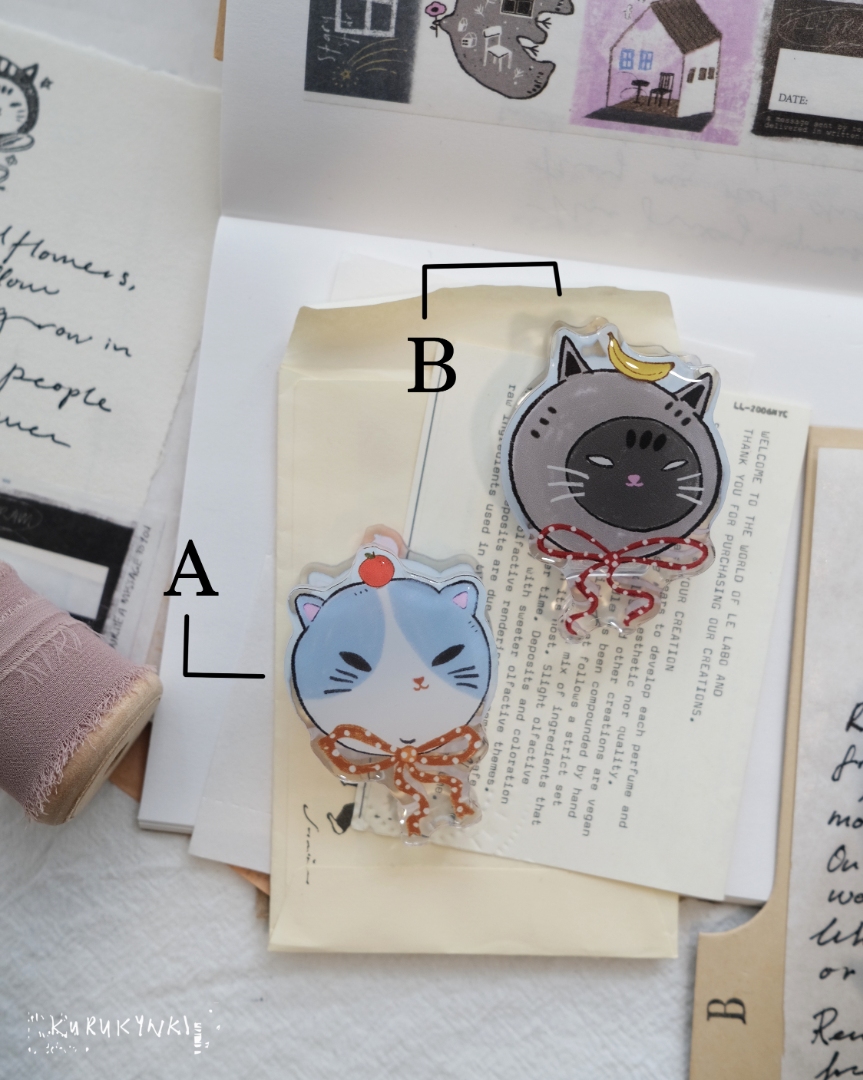 Kurukynki Acrylic Paper Clips - Cat