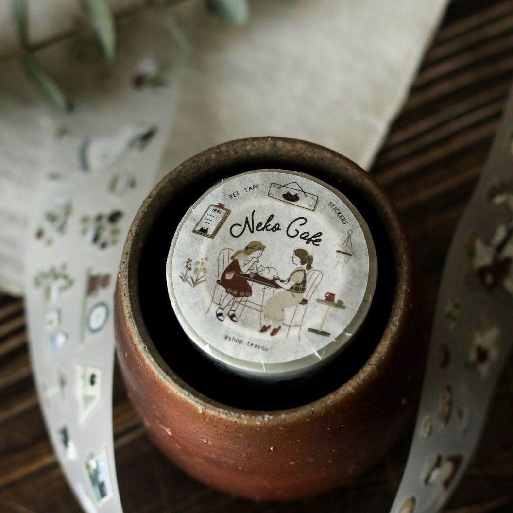 Teayou Kiss-Cut PET Tape - Neko Cafe