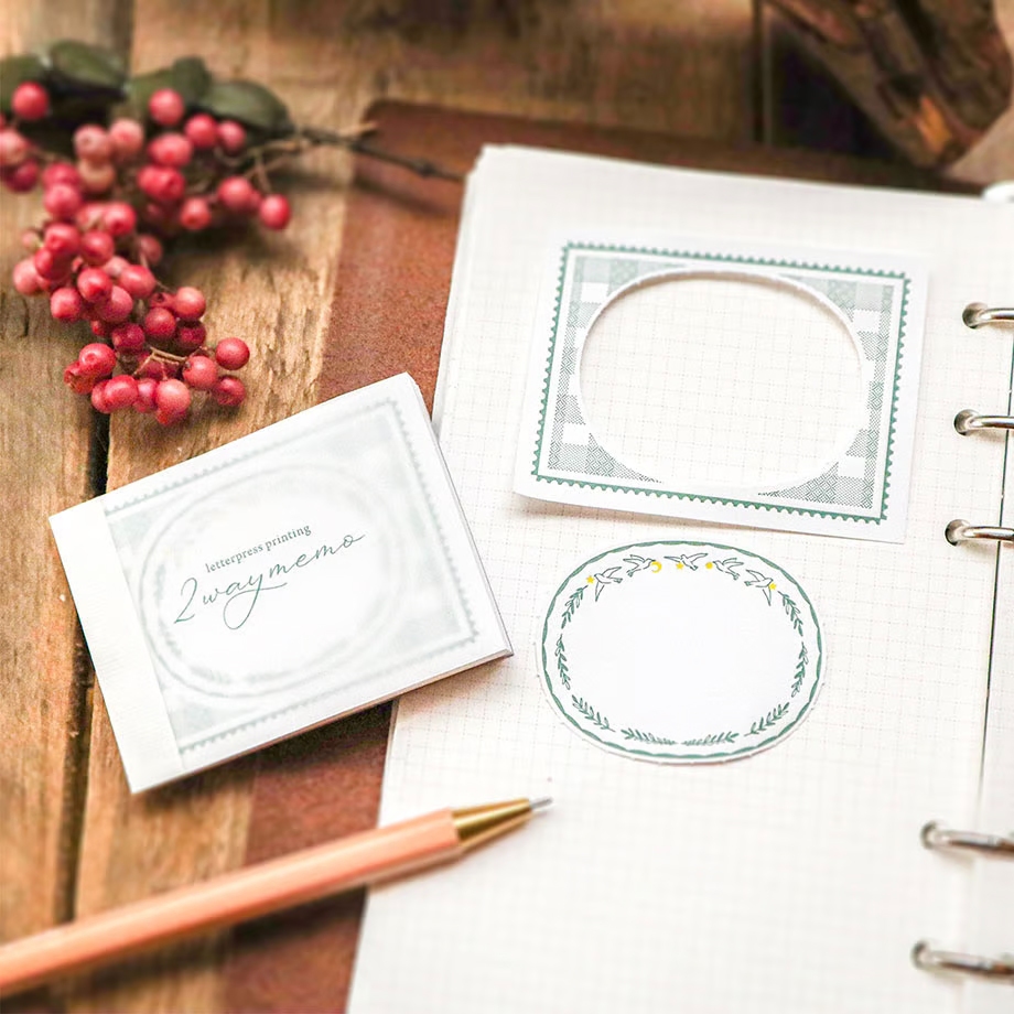 Keibunsha Two-Way Letterpress Pocket Memo - Hoshi And Tori