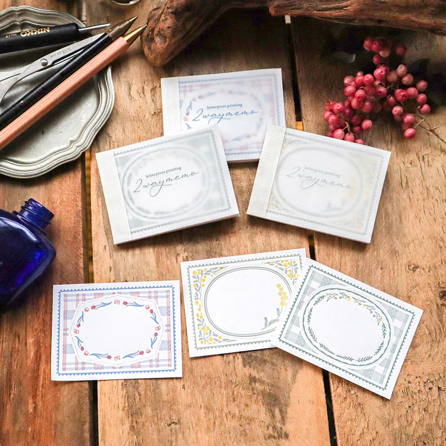 Keibunsha Two-Way Letterpress Pocket Memo - Mimosa