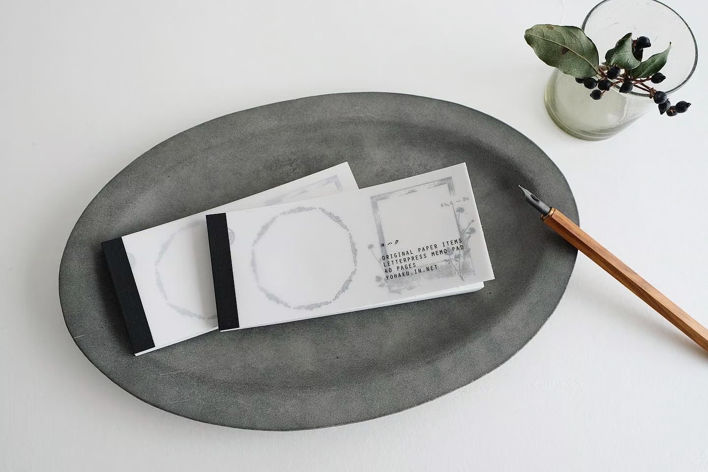 Yohaku Letterpress Memo Pad - Collection Grey