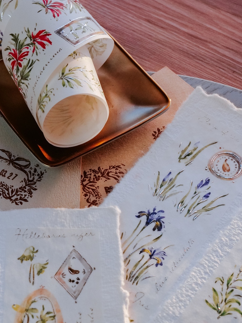 Meow Illustration Washi Tape A Year Of Blossom - Winter