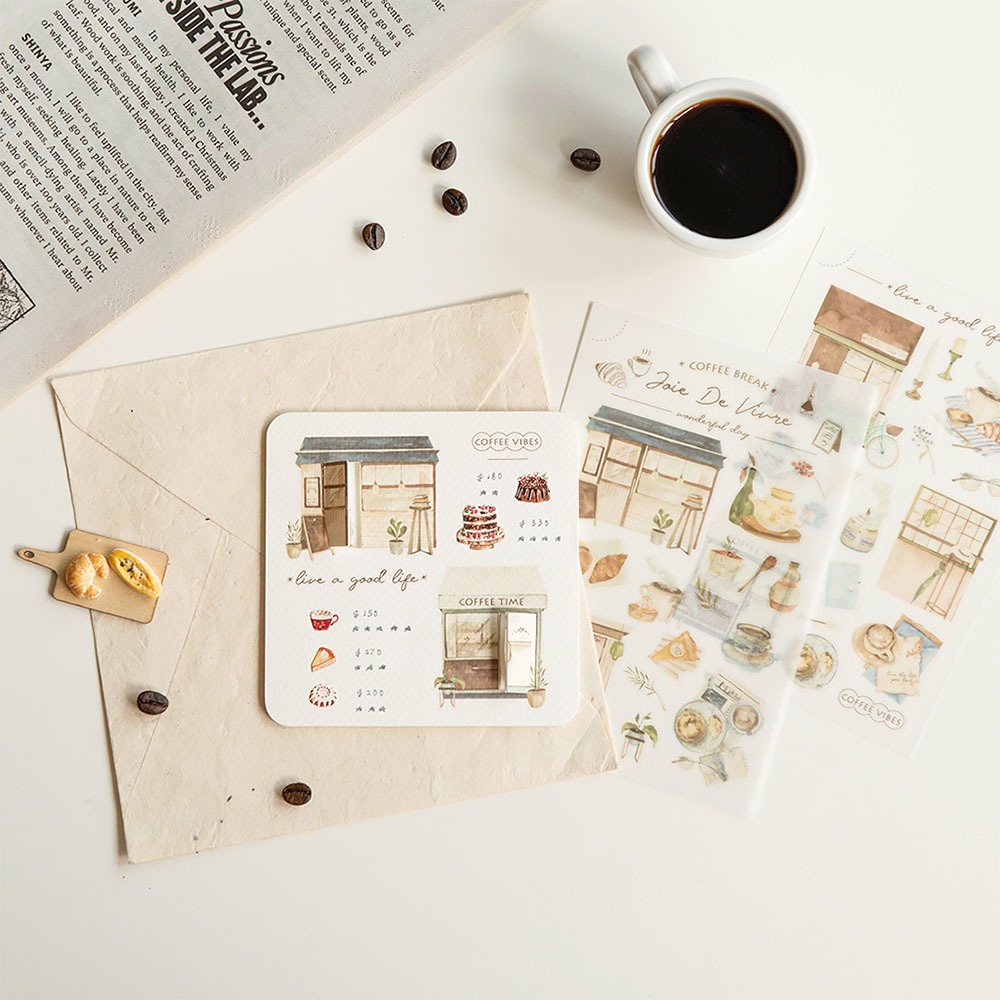 MU Print-On Transfer Stickers 251 - Coffee Break