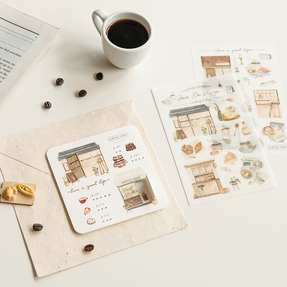 MU Print-On Transfer Stickers 251 - Coffee Break